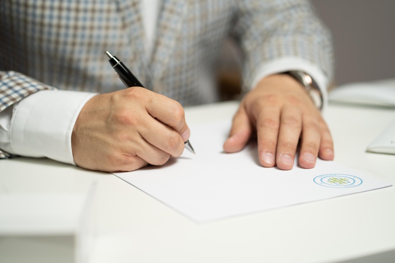 Professional signing legal documents